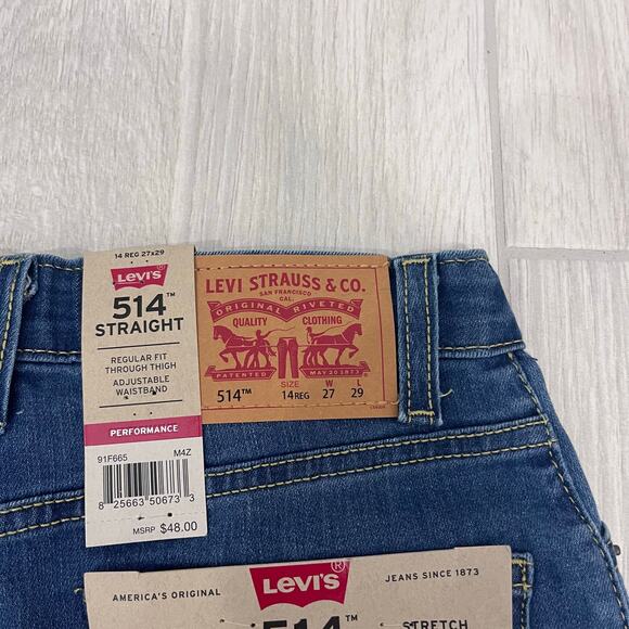 Levi's 514 Boy's 14 Reg 27/29 Classic Straight Leg Performance Jeans NWT - Picture 7 of 8